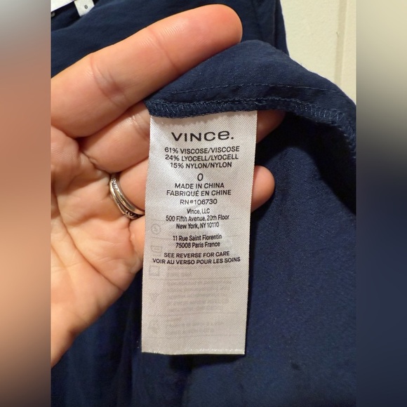 Vince Carnation Asymmetrical Cascade Drape Midi  Skirt Blue , size 0 - Picture 2 of 11